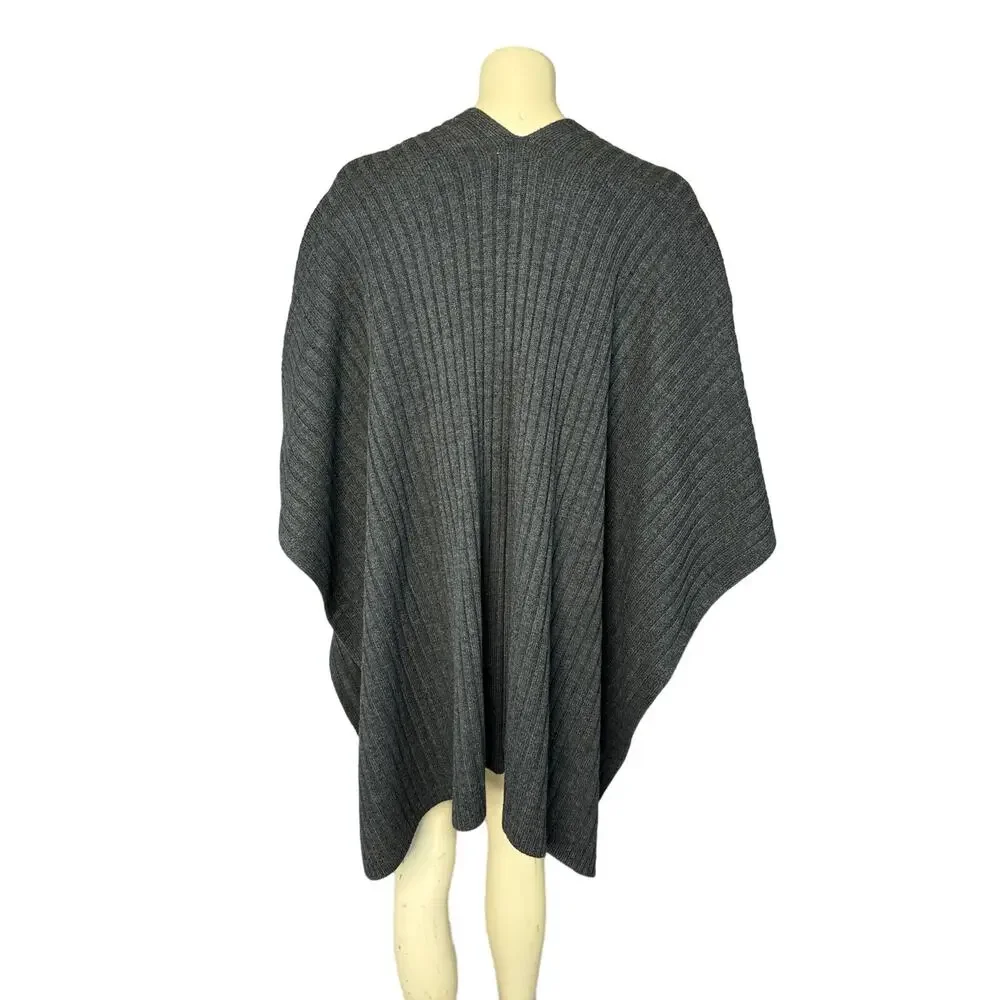 MICHAEL MICHAEL KORS Leather-Trim Poncho in charcoal size med / one size